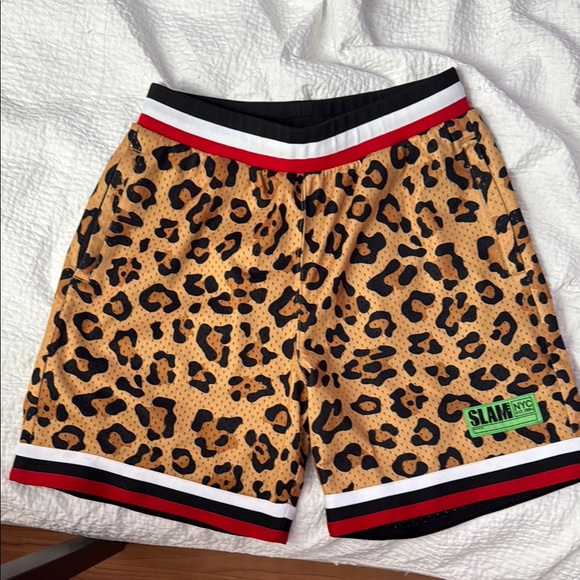 SLAM Men's Leopard Print Athletic Shorts - Picture 1 of 3